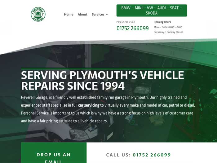 Peverell Garage Website Design