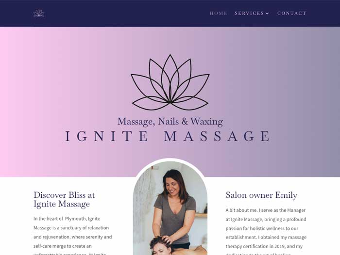 Ignite Massage website design