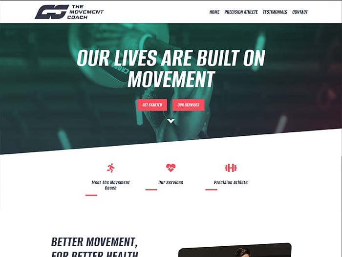 Screenshot of GS the movement coach website design