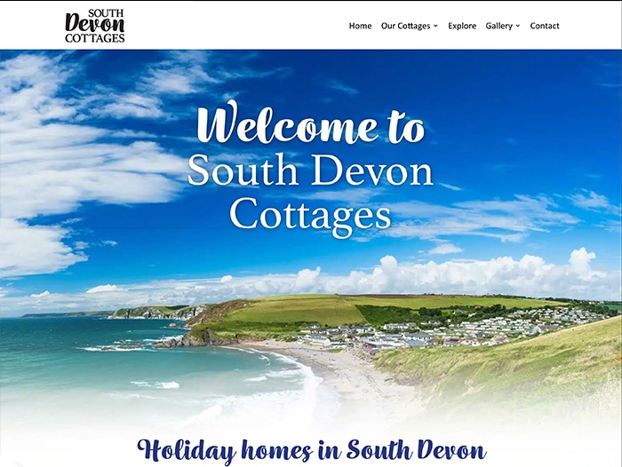 Homepage design of South Devon Cottages