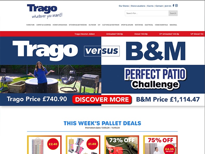 Homepage design of Trago